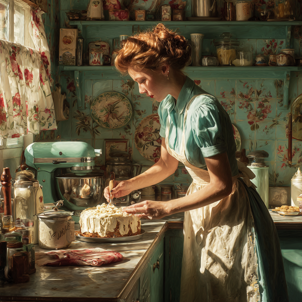 Baker preparing cake at The Vintage Tea and Cake Company