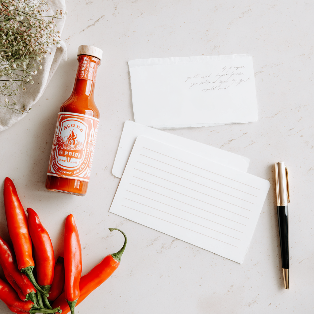 Hot sauce recipe card with ingredients