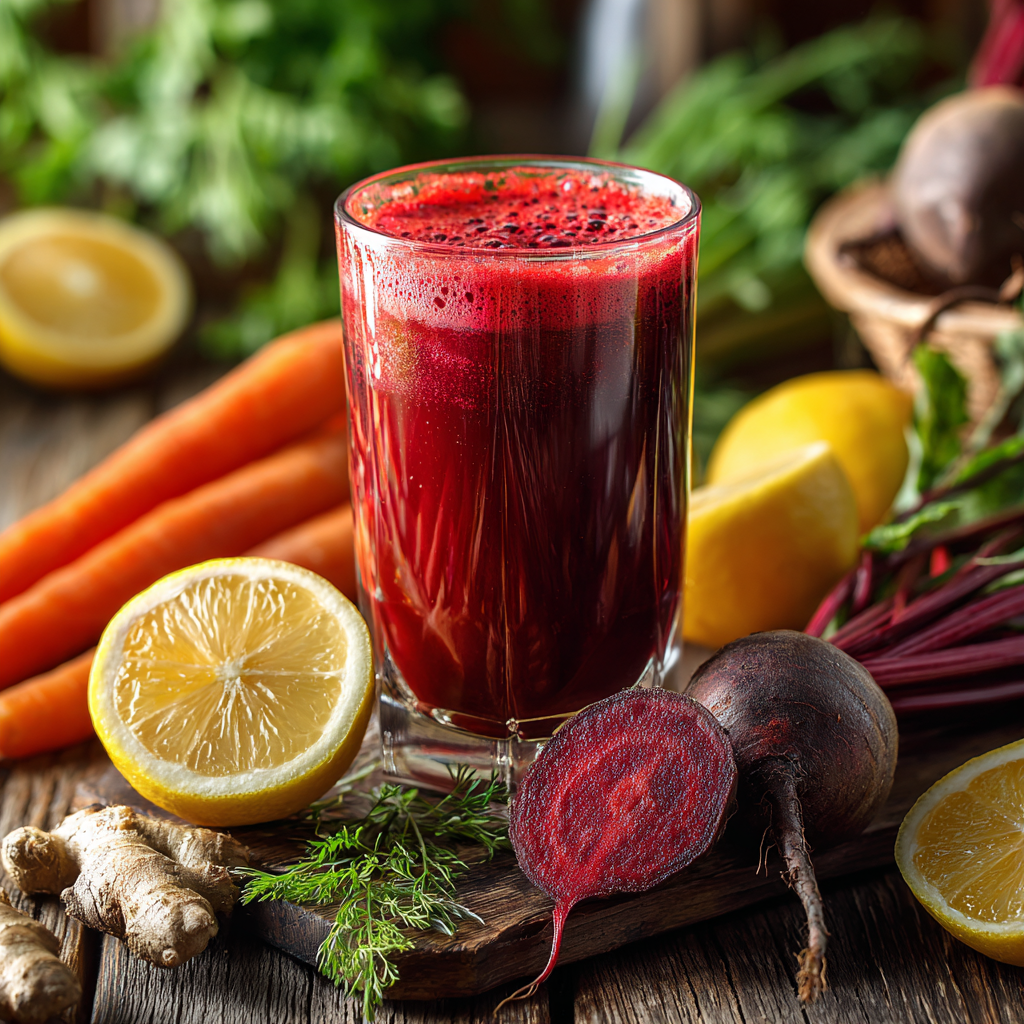 Liver cleanse juice detox with beets and lemon