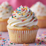 frosted funfetti cupcake close-up