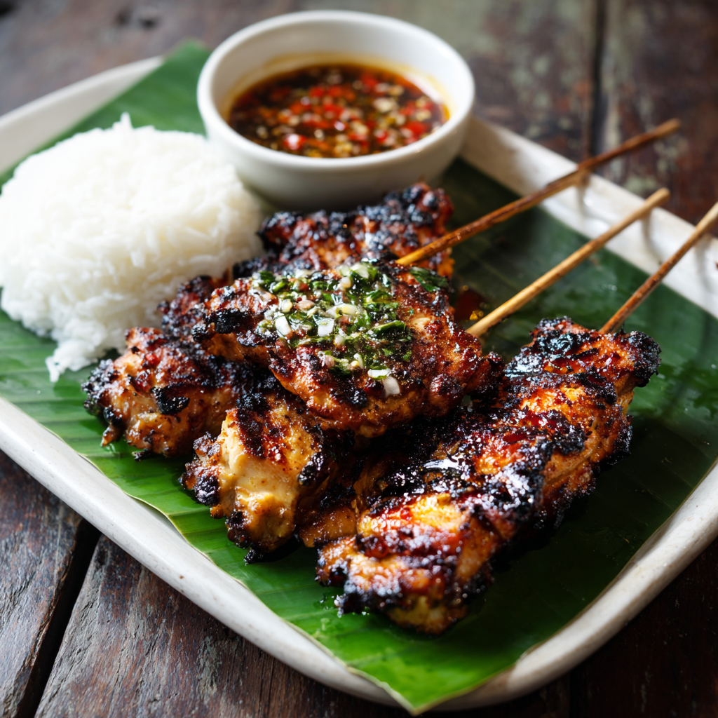 Thai sauce served with grilled chicken