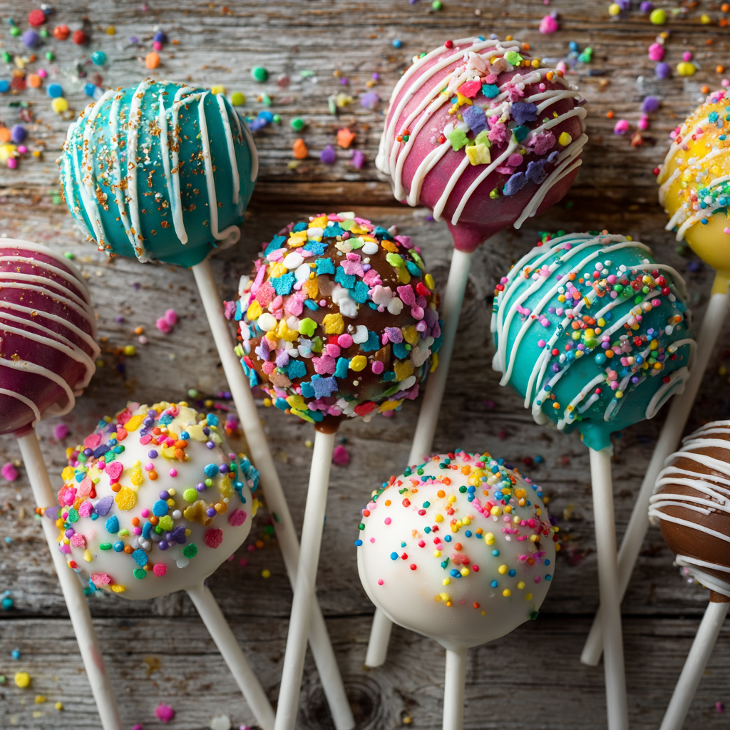 birthday cake cake pops with sprinkles