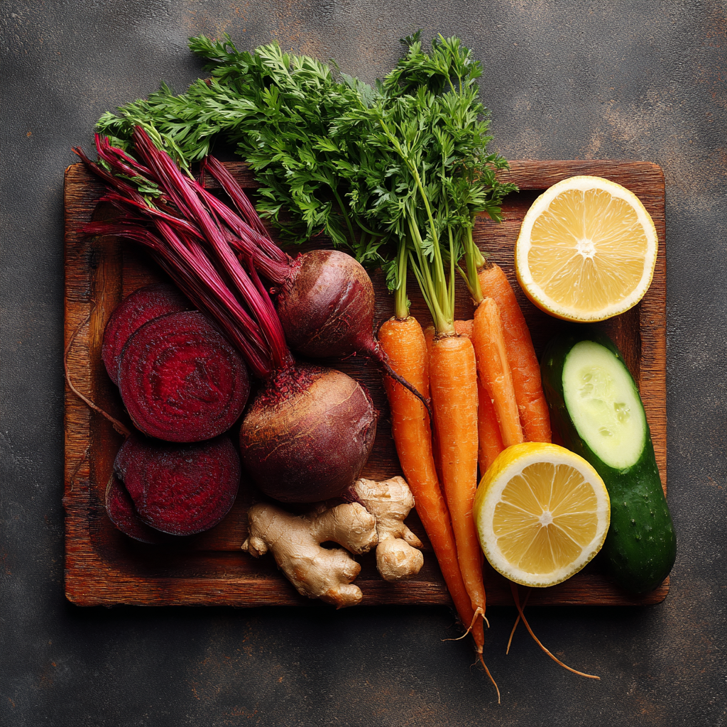 Fresh ingredients for liver cleanse juice detox