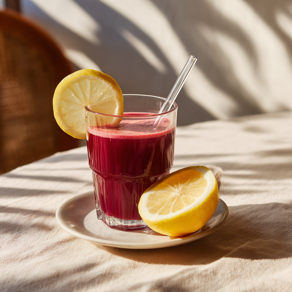 Liver cleanse juice detox served with lemon