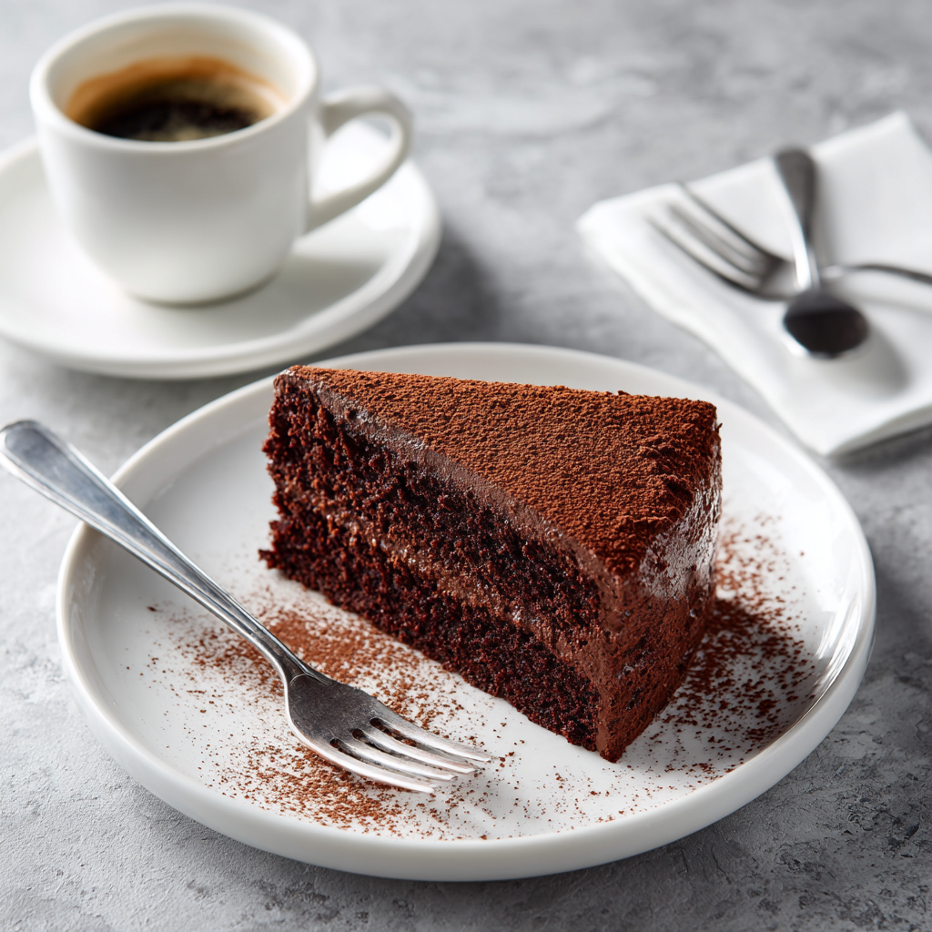 Serving Hershey chocolate cake slice