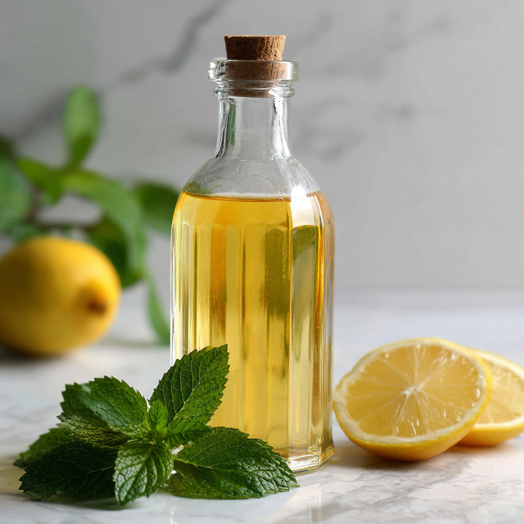 Birch juice with lemon and mint