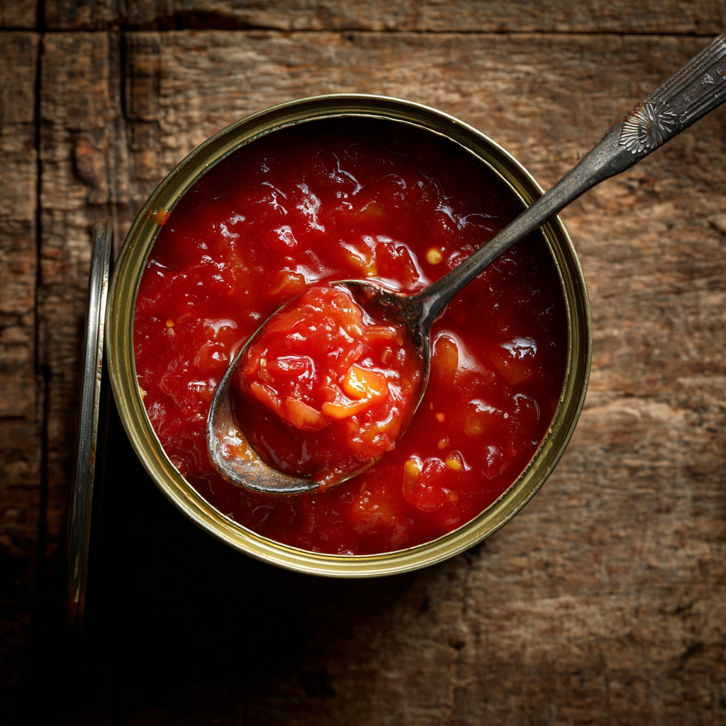 Can of crushed tomatoes with pulp