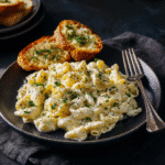 devour creamy bacon mac and cheese served with garlic bread