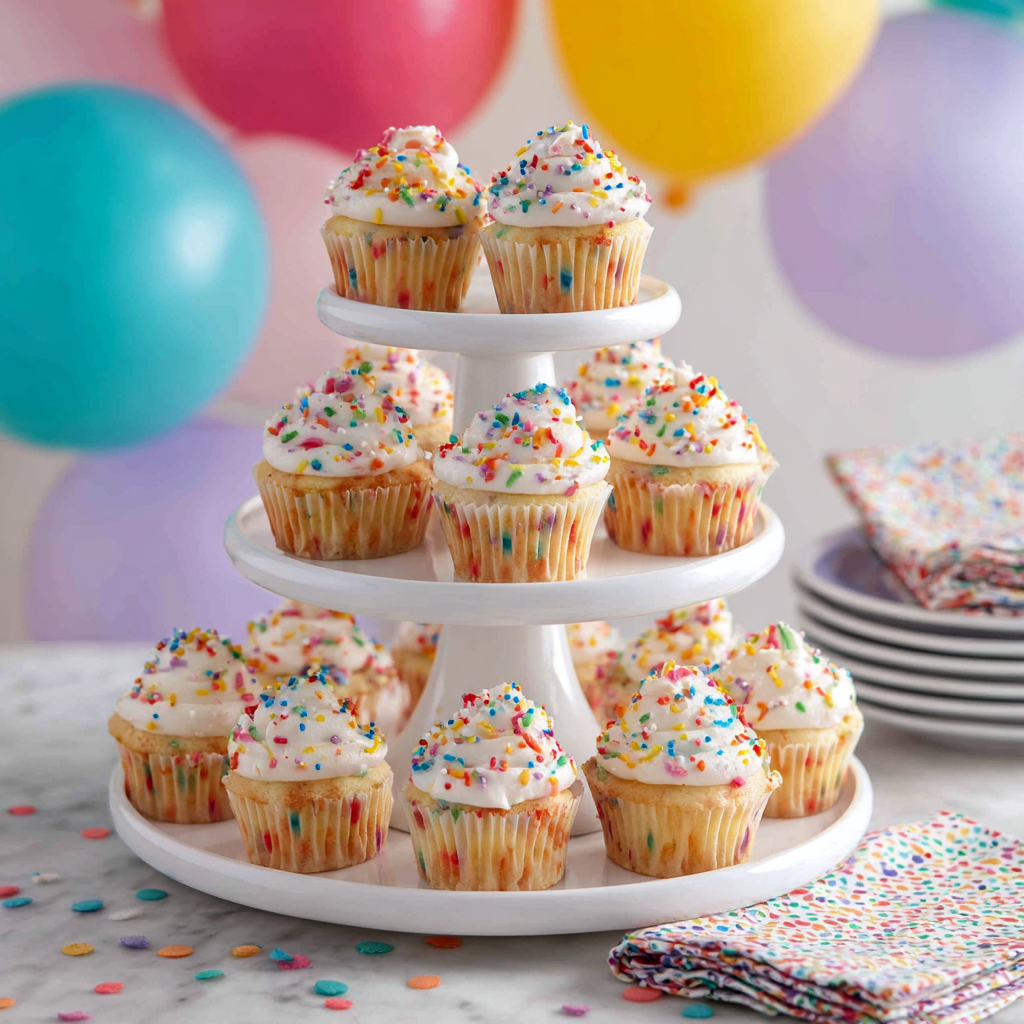 funfetti cupcake dessert display
