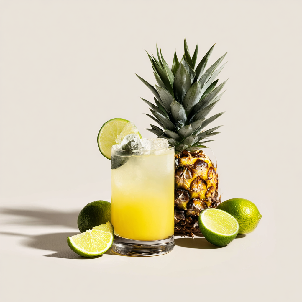 Recipe card for Malibu drink with pineapple juice