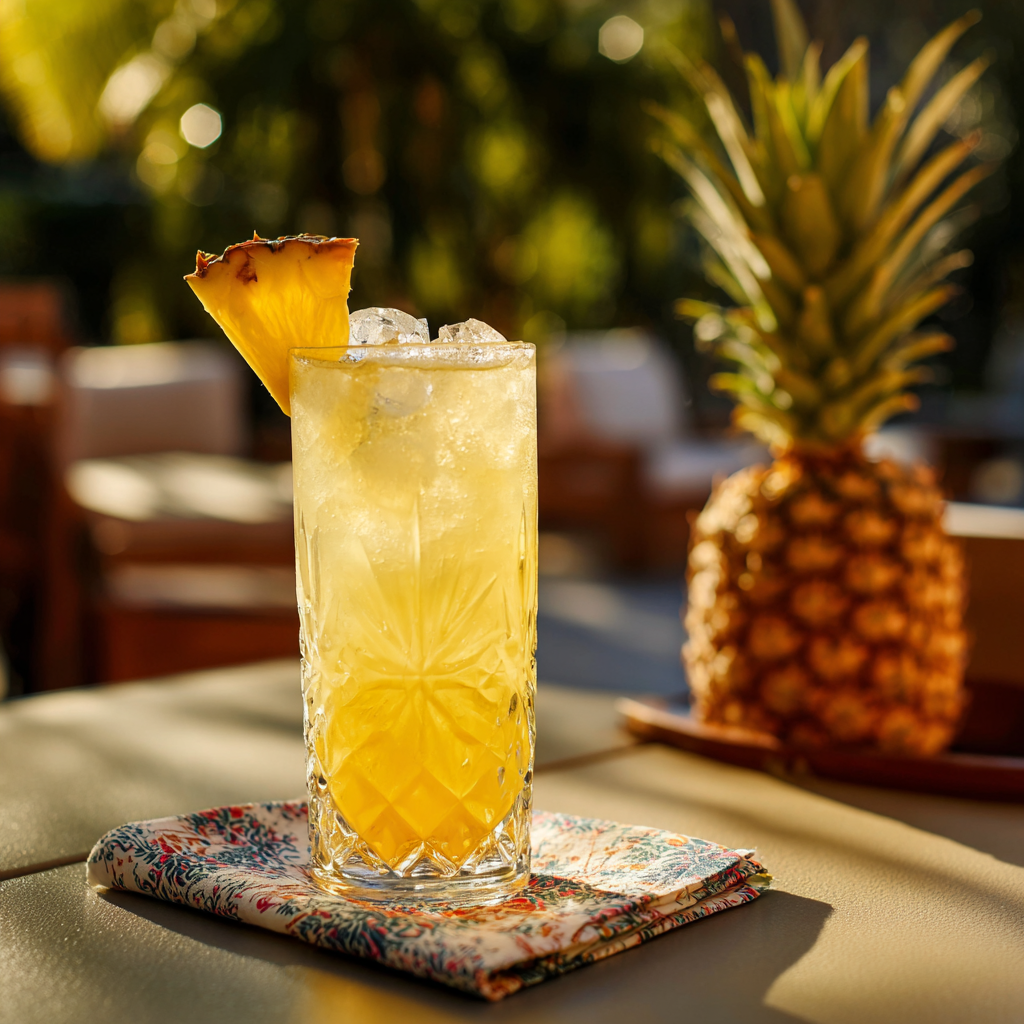 Malibu pineapple drink served with garnish